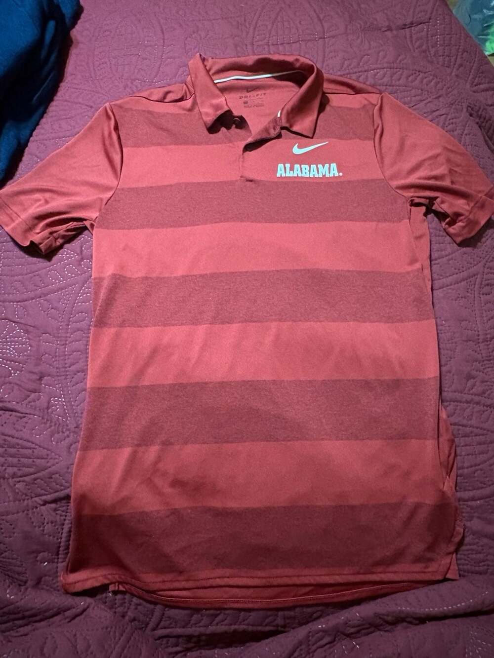 Nike Alabama Crimson Tide Dri-Fit Polo Shirt Size Small Red Striped